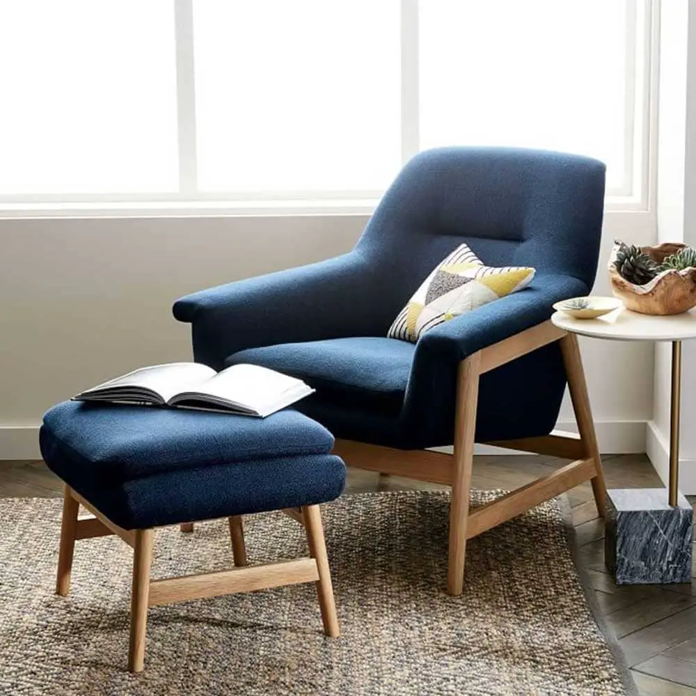 fauteuil bleu pétrole de style scandinave