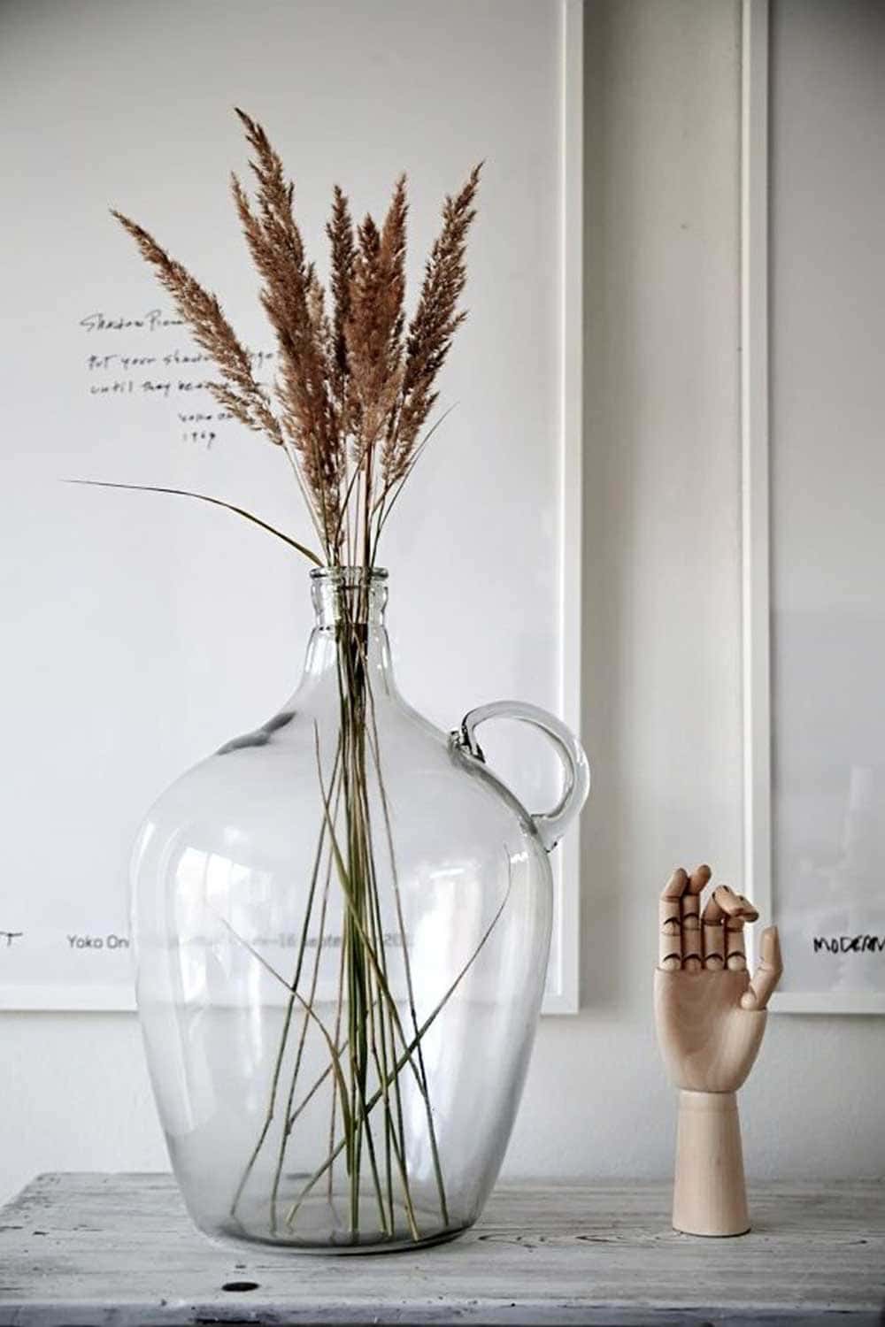 Jarre en verre translucide avec décoration florale blé - Decorazine.fr