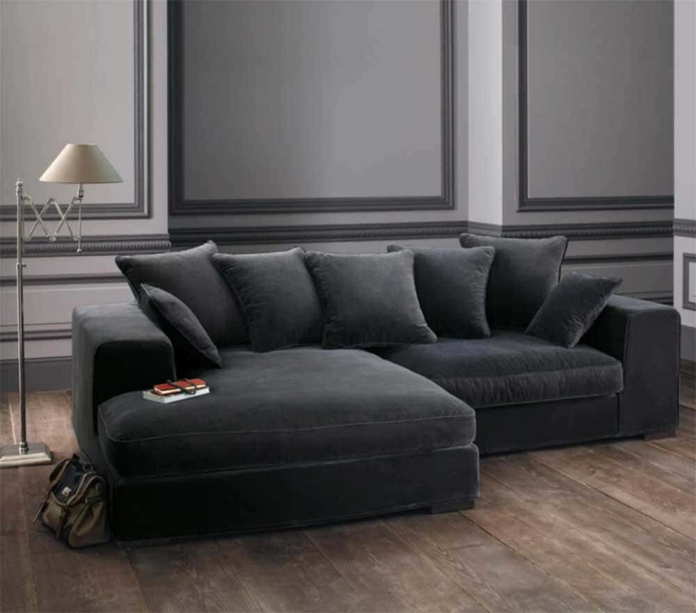 canape-angle-gris-velours-bruges-decorazine.fr Canapé d'angle gris foncé et velours Bruges - Decorazine.fr